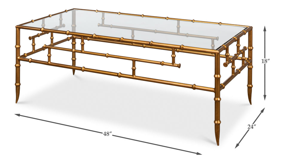Faux Bamboo Metal Coffee Table 48" by Sarreid Ltd - view 7