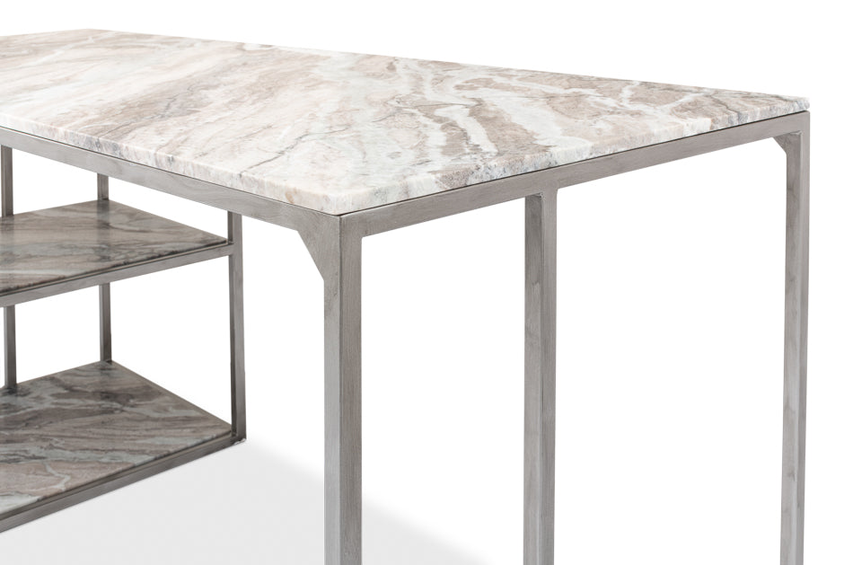 Open Desk With Shelves, Marble Top by Sarreid Ltd - view 8