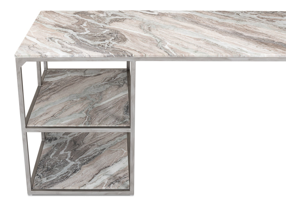 Open Desk With Shelves, Marble Top by Sarreid Ltd - view 9
