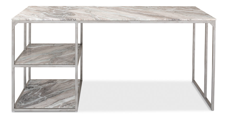 Open Desk With Shelves, Marble Top by Sarreid Ltd - view 10