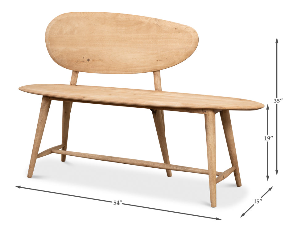 Pebble Bench (1 Back) Lionskin Finish by Sarreid Ltd - view 12