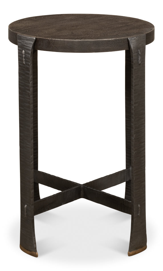 Forged Slats Side Table/Moleskin by Sarreid Ltd - view 2