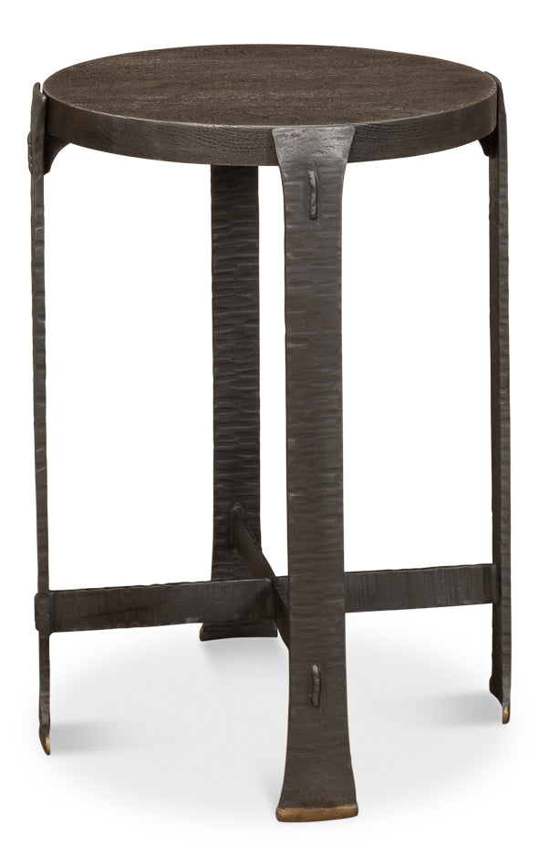 Forged Slats Side Table/Moleskin by Sarreid Ltd - view 3