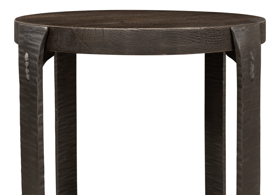 Forged Slats Side Table/Moleskin by Sarreid Ltd - view 4