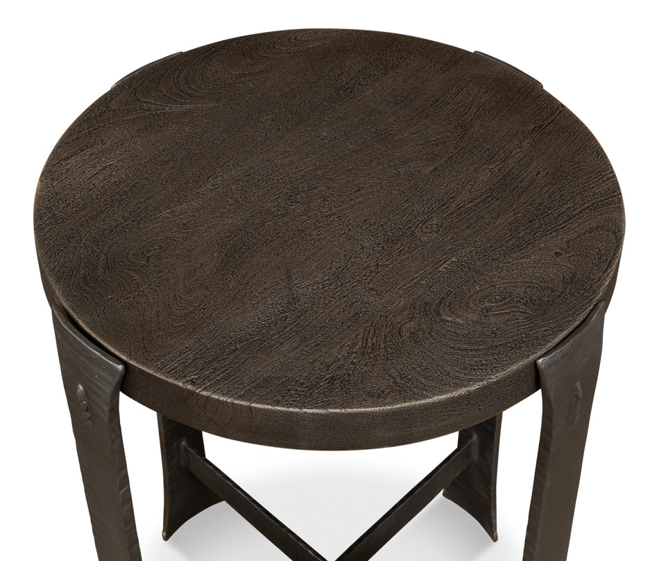 Forged Slats Side Table/Moleskin by Sarreid Ltd - view 5