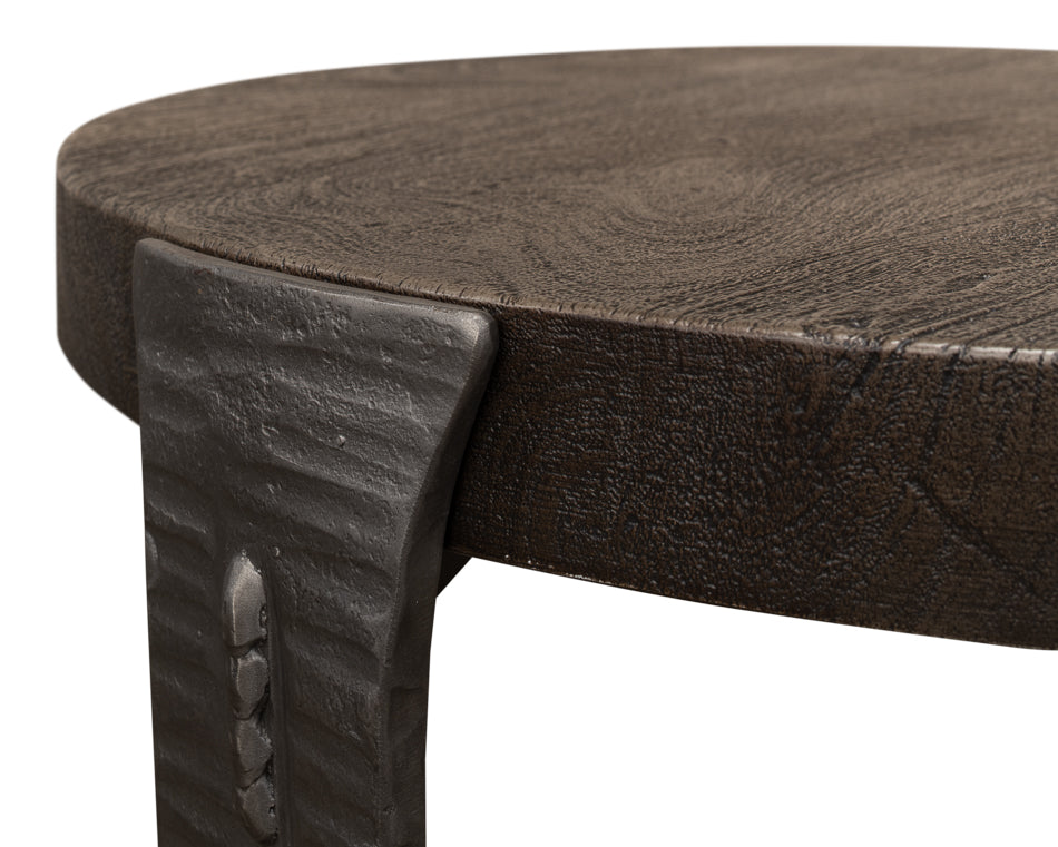Forged Slats Side Table/Moleskin by Sarreid Ltd - view 6