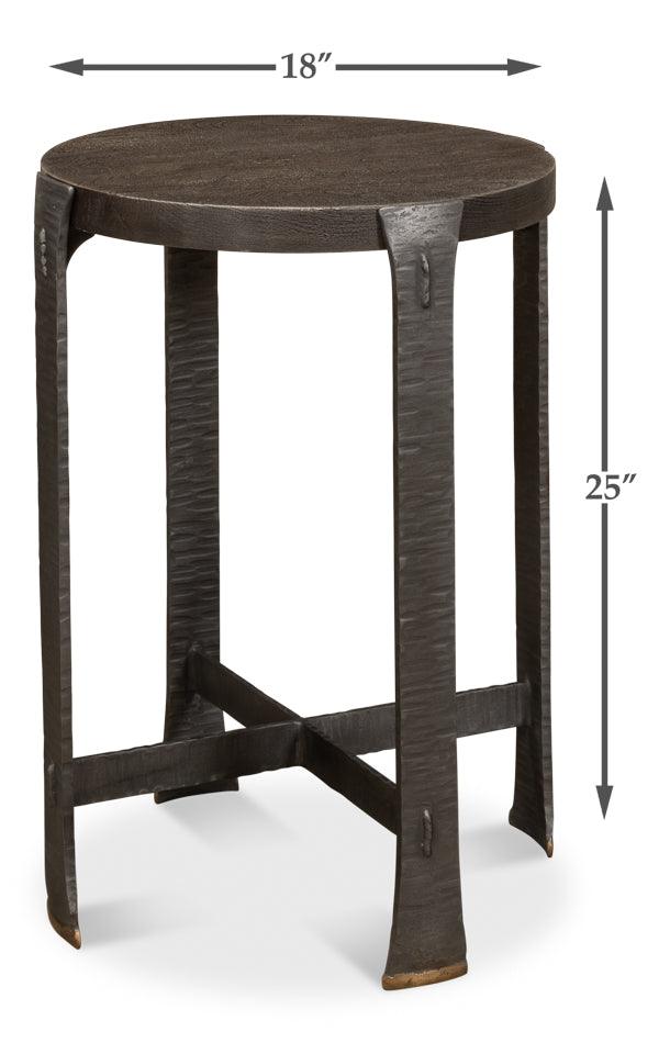 Forged Slats Side Table/Moleskin by Sarreid Ltd - view 7