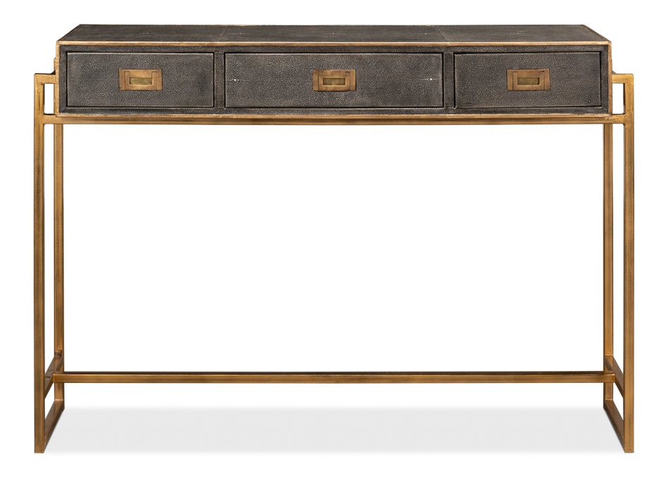 Shagreen Gold & Gray Console by Sarreid Ltd - view 2