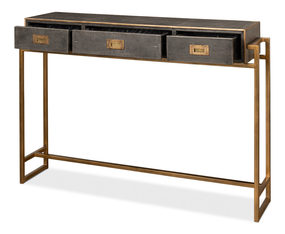 Shagreen Gold & Gray Console by Sarreid Ltd - view 3