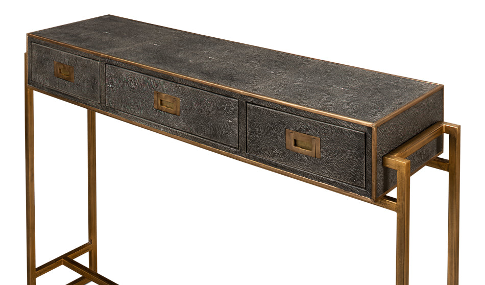 Shagreen Gold & Gray Console by Sarreid Ltd - view 4