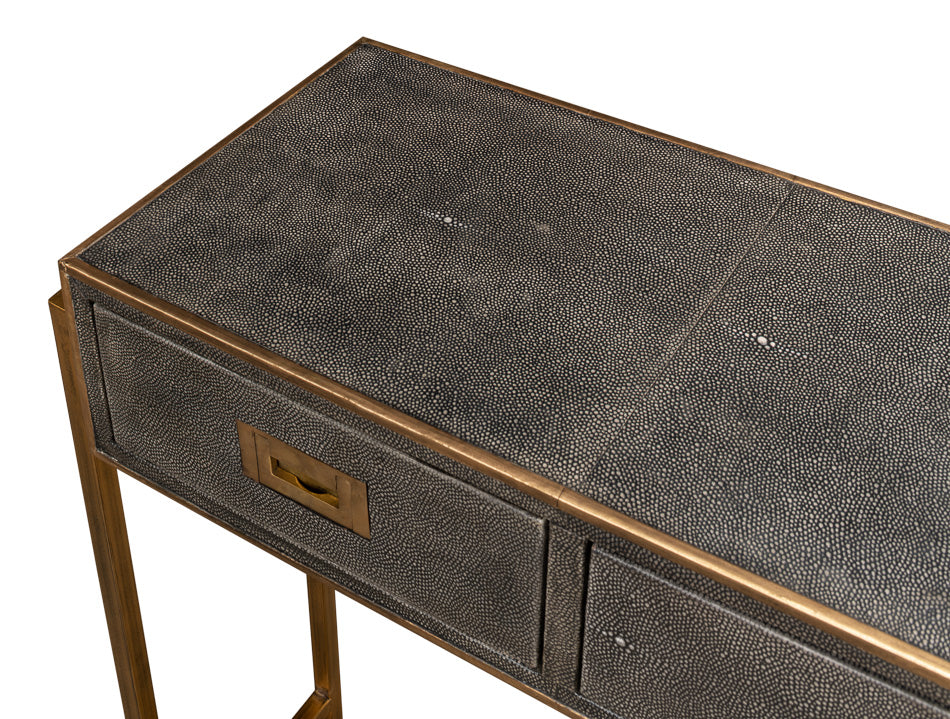 Shagreen Gold & Gray Console by Sarreid Ltd - view 5