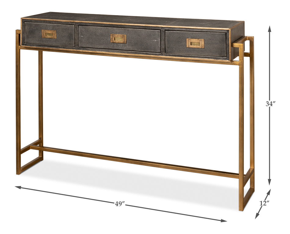 Shagreen Gold & Gray Console by Sarreid Ltd - view 6