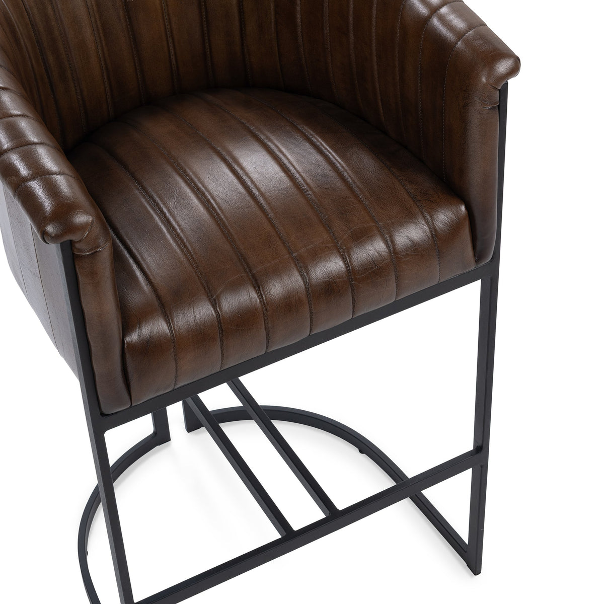 Seville Leather Bar Stool - Rustic Brown