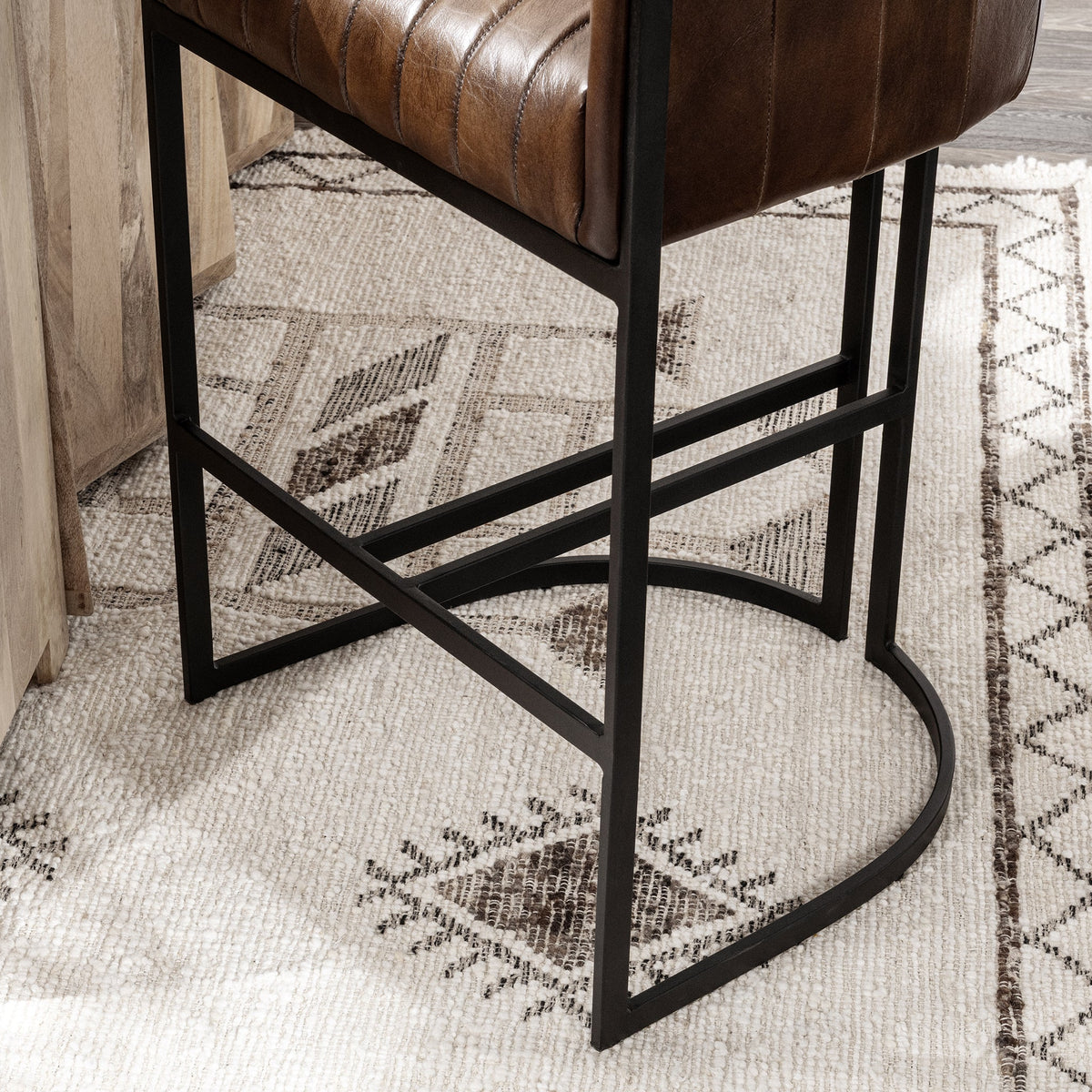 Seville Leather Bar Stool - Rustic Brown