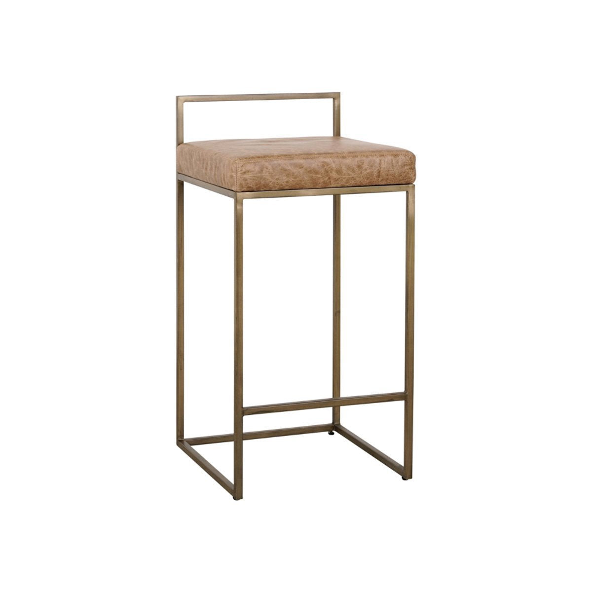 Belfort Leather Counter Stool - Chestnut Brown