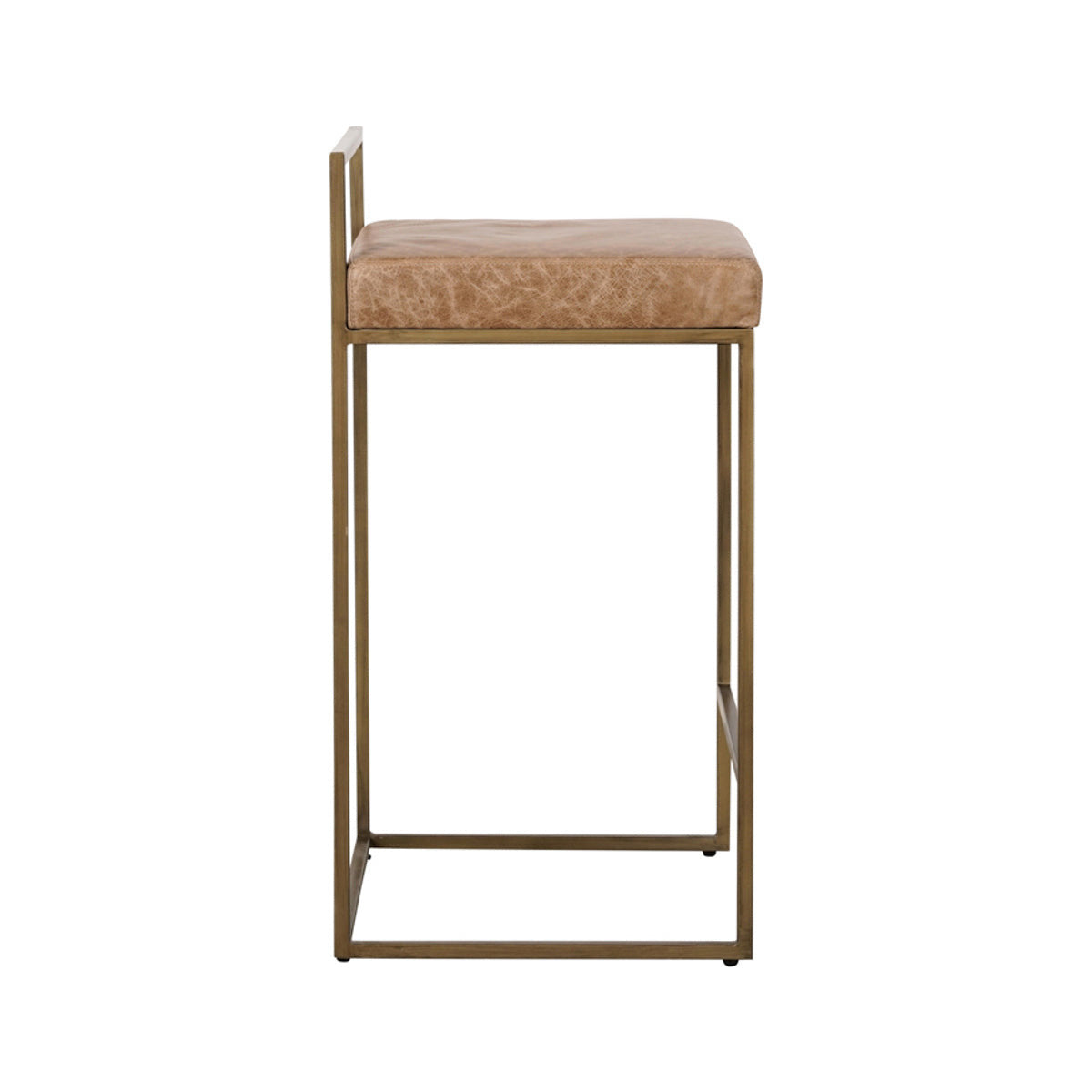Belfort Leather Counter Stool - Chestnut Brown
