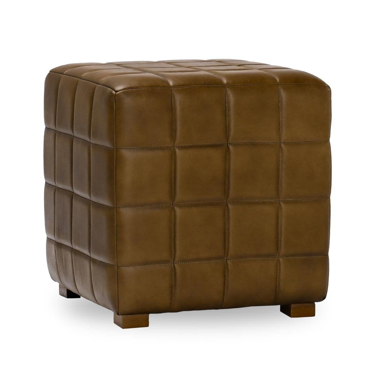 Carlo Leather Square Ottoman