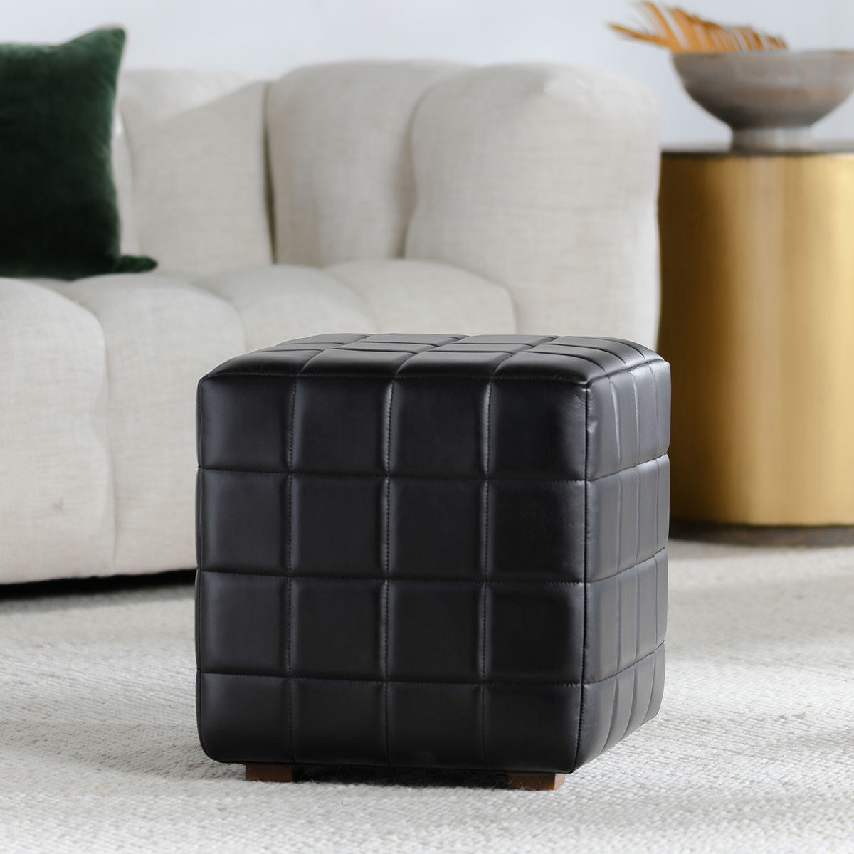 Carlo 18" Square Ottoman - Midnight Raven