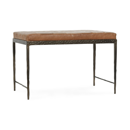 Malo Leather Bench - Chestnut