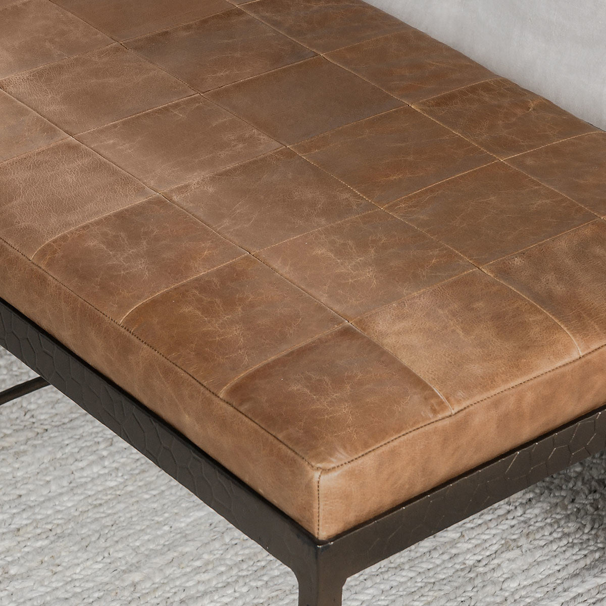 Malo Leather Bench - Chestnut
