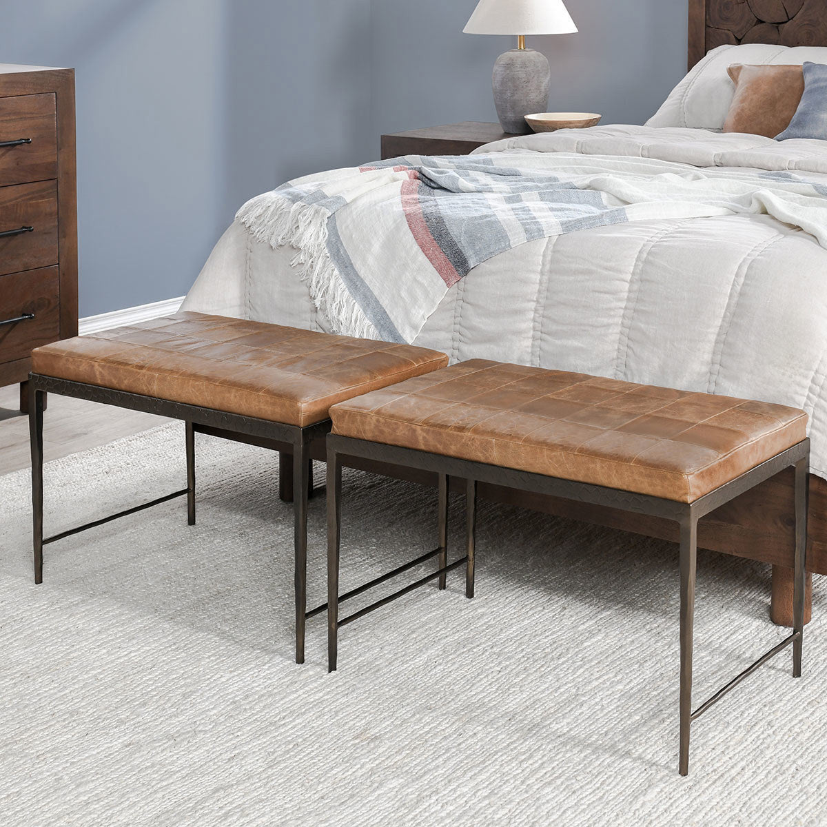 Malo Leather Bench - Chestnut