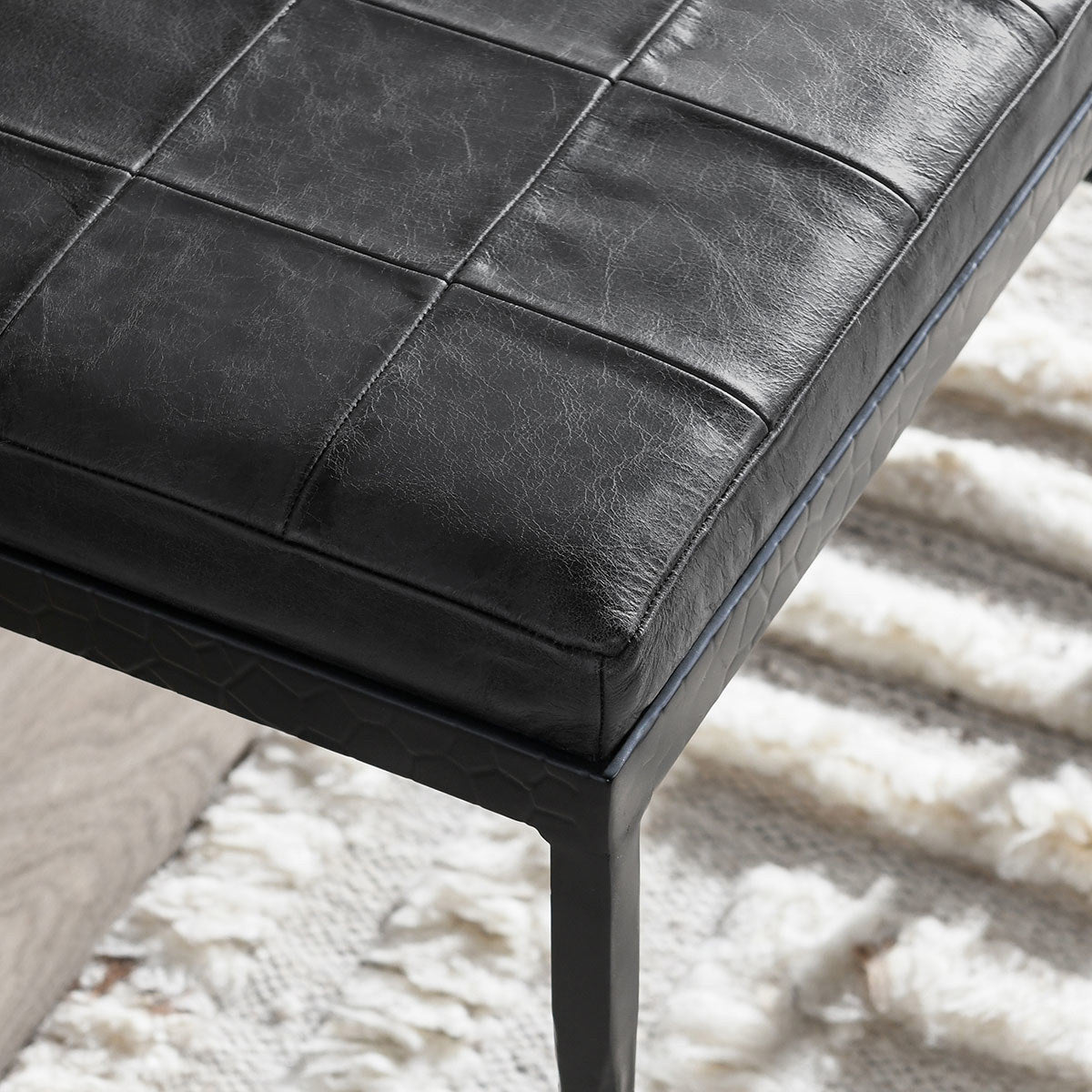 Malo Leather Bench - Onyx