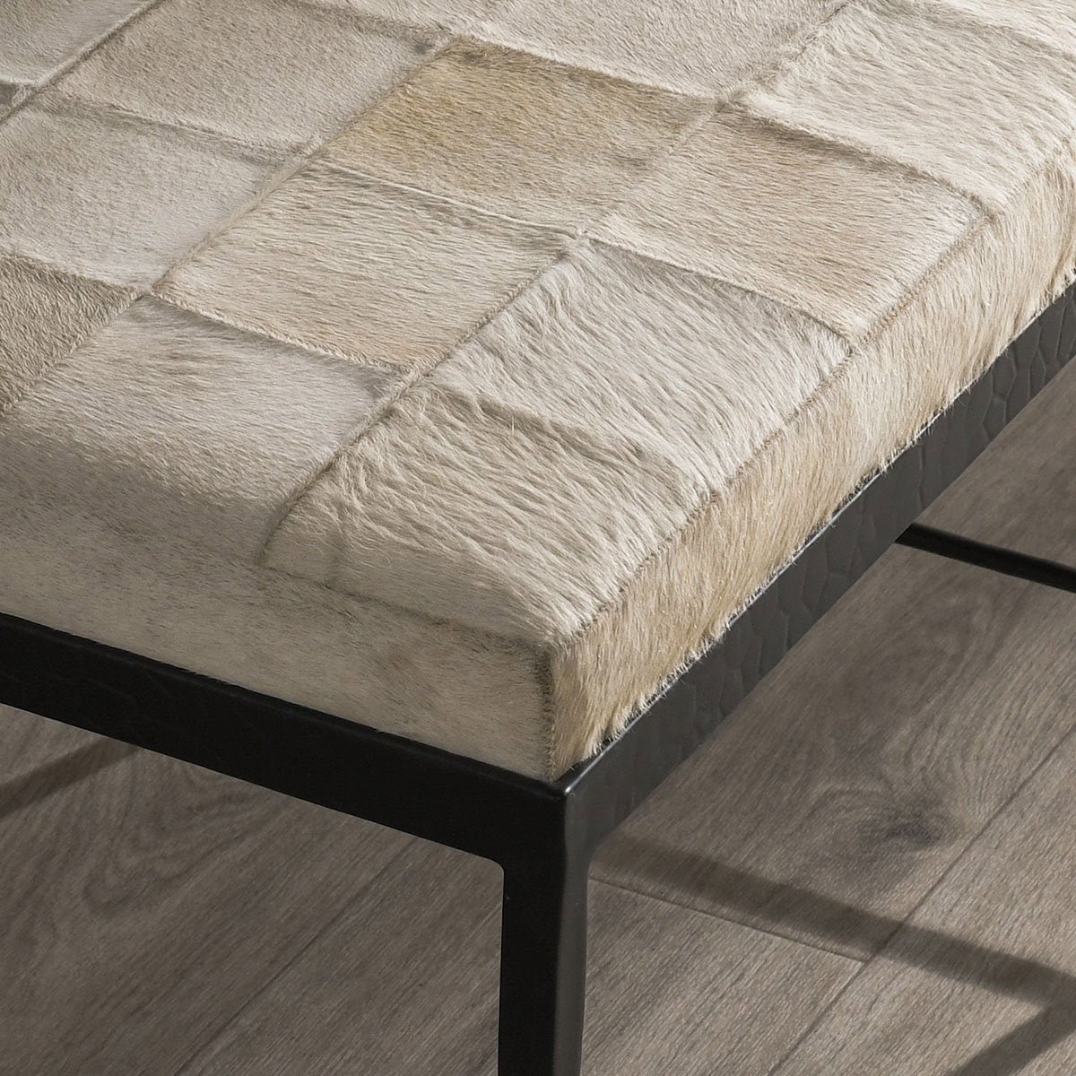 Achen Hide Bench - Ivory