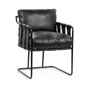 Strapling Leather Dining Chair - Black