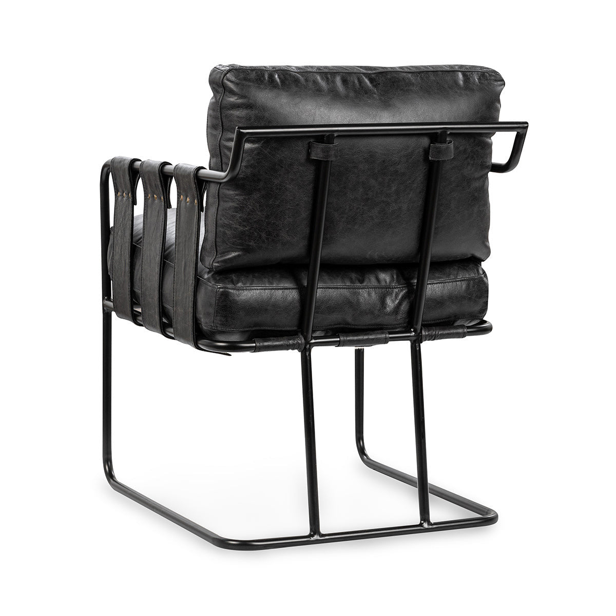 Strapling Leather Dining Chair - Black