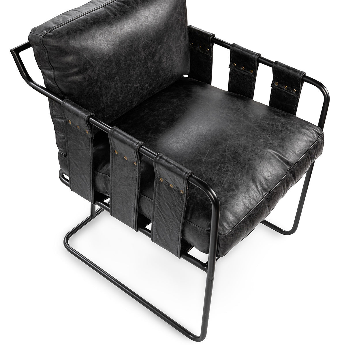 Strapling Leather Dining Chair - Black