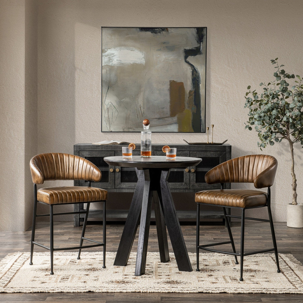 Umbria Brown Leather Counter Stool 26"