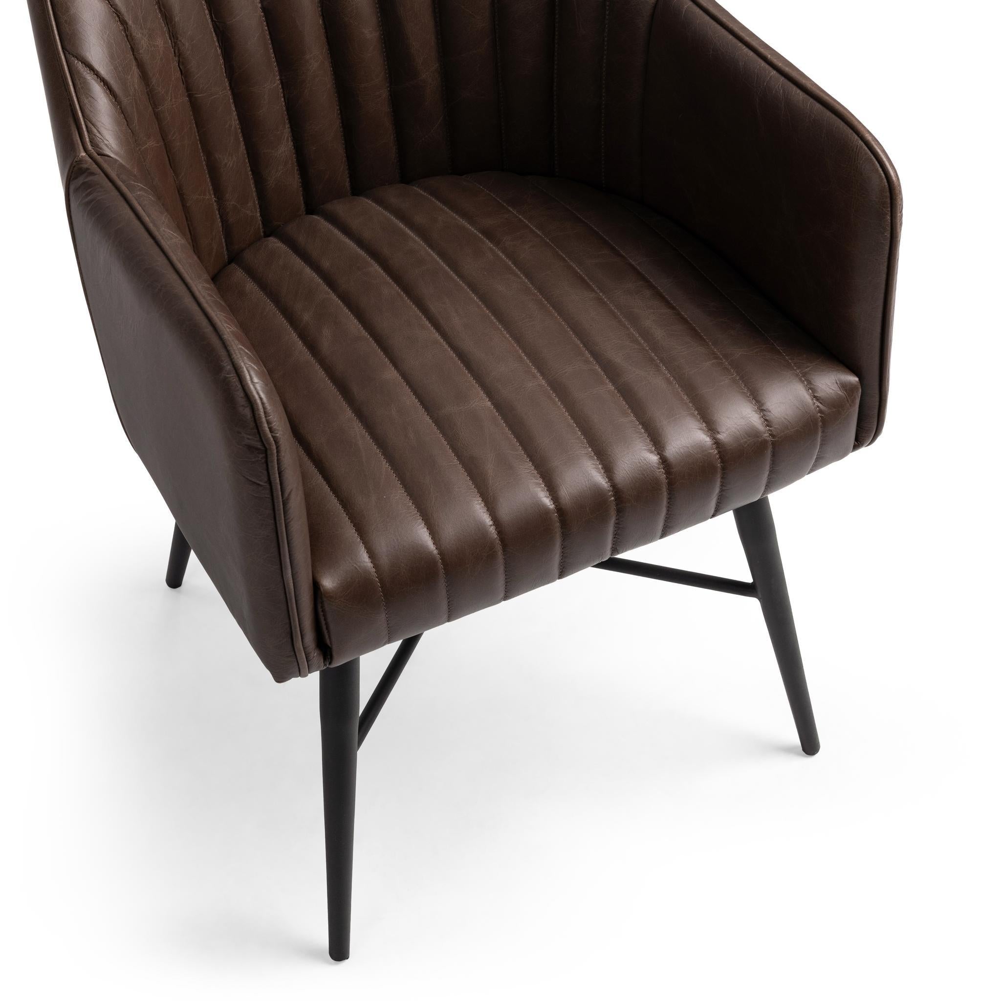 Leon Leather Dining Chair - Burnished Walnut