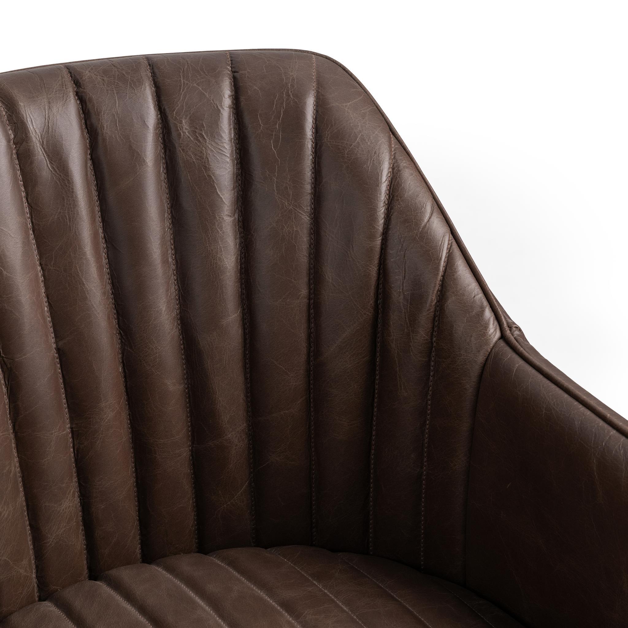 Leon Leather Dining Chair - Burnished Walnut