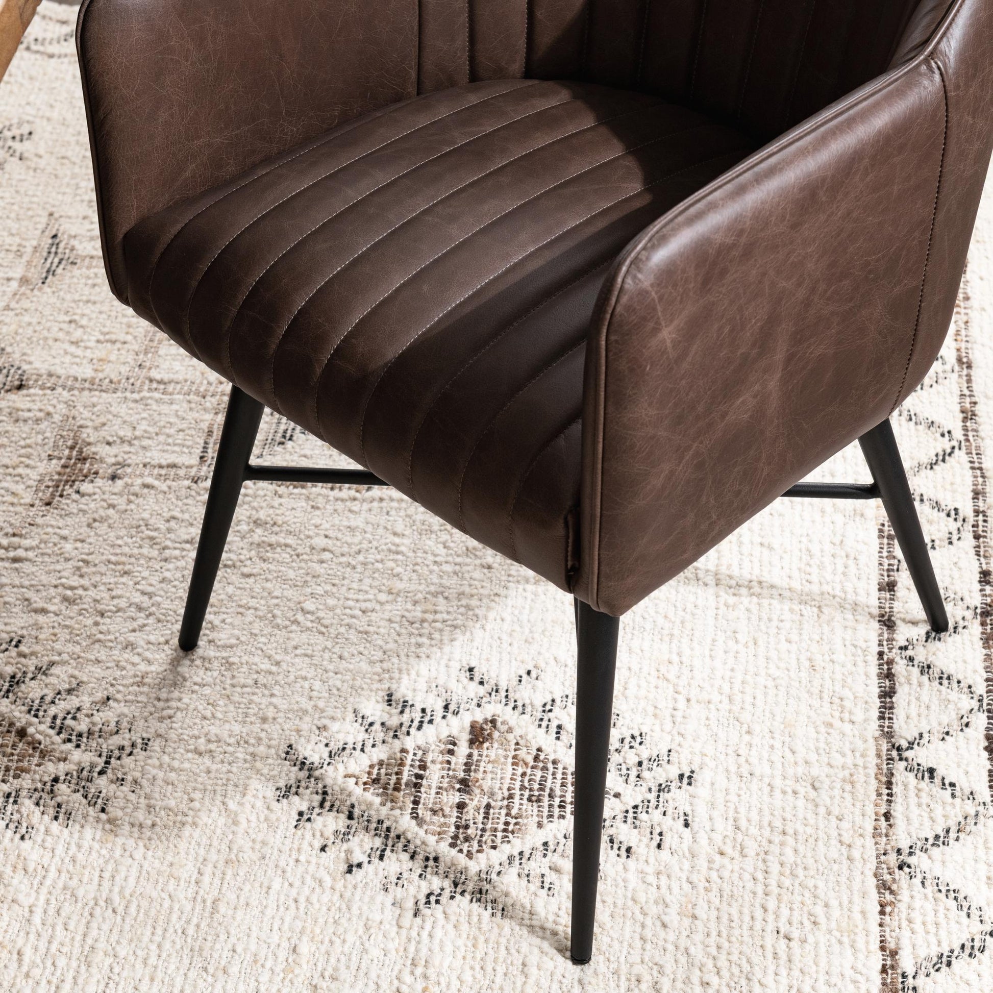 Leon Leather Dining Chair - Burnished Walnut