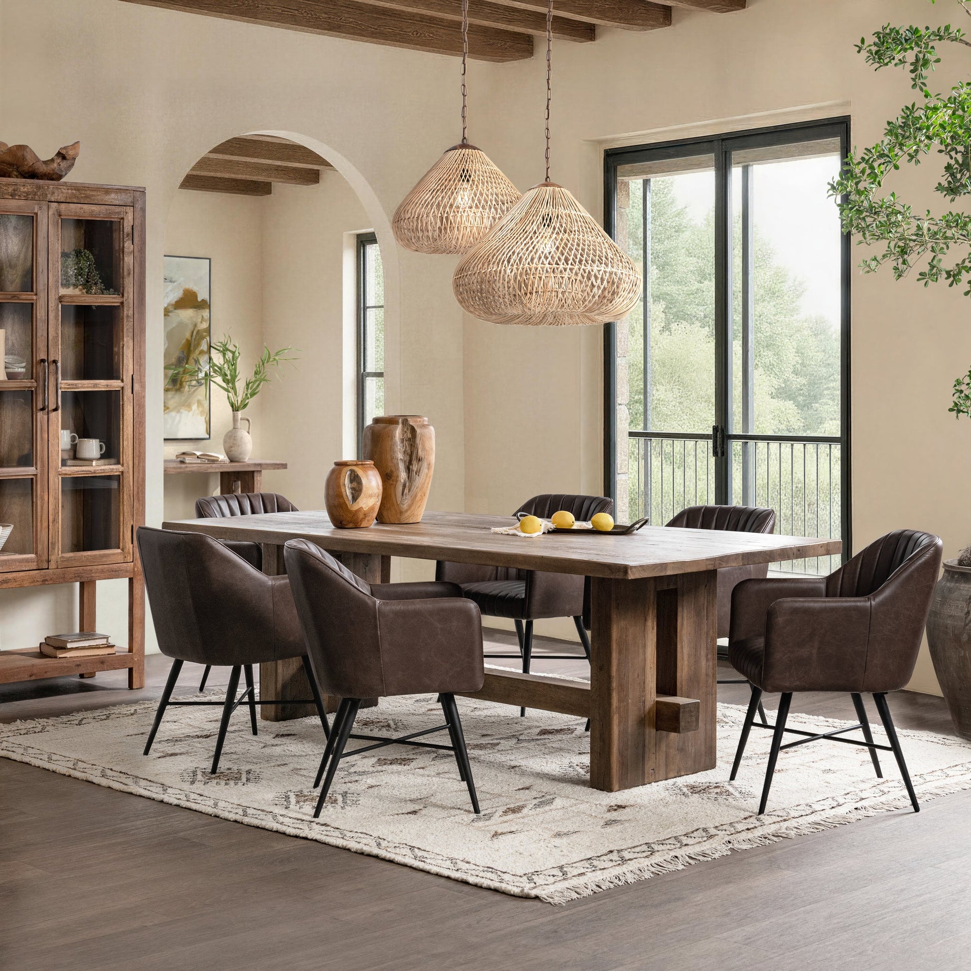 Leon Leather Dining Chair - Burnished Walnut