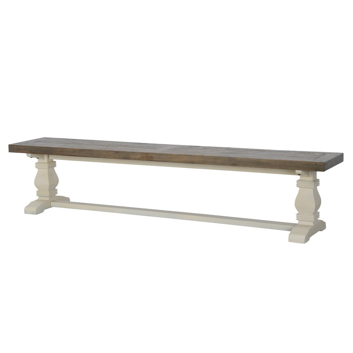 Coastal Farmhouse Reclaimed Wood Trestle Dining Bench 83"