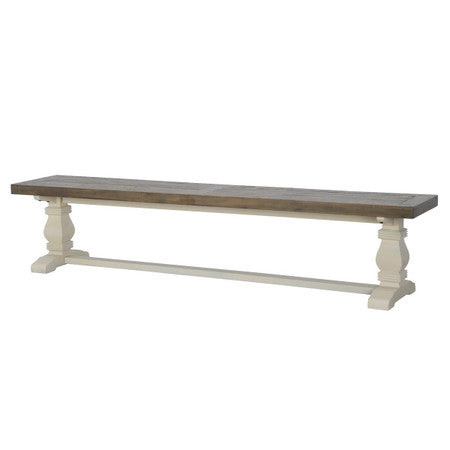 Coastal Farmhouse Reclaimed Wood Trestle Dining Bench 83"