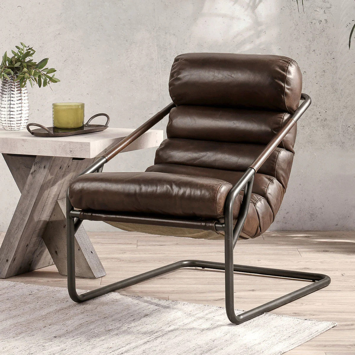 Jackson Retro Brown Leather Accent Chair