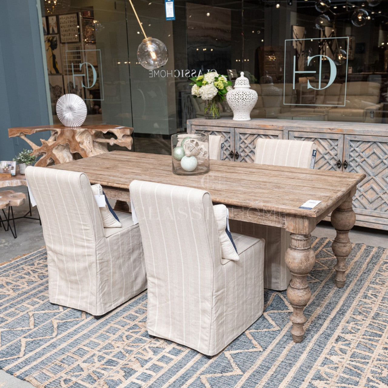 Amaya Striped Upholstered Dining Chair
