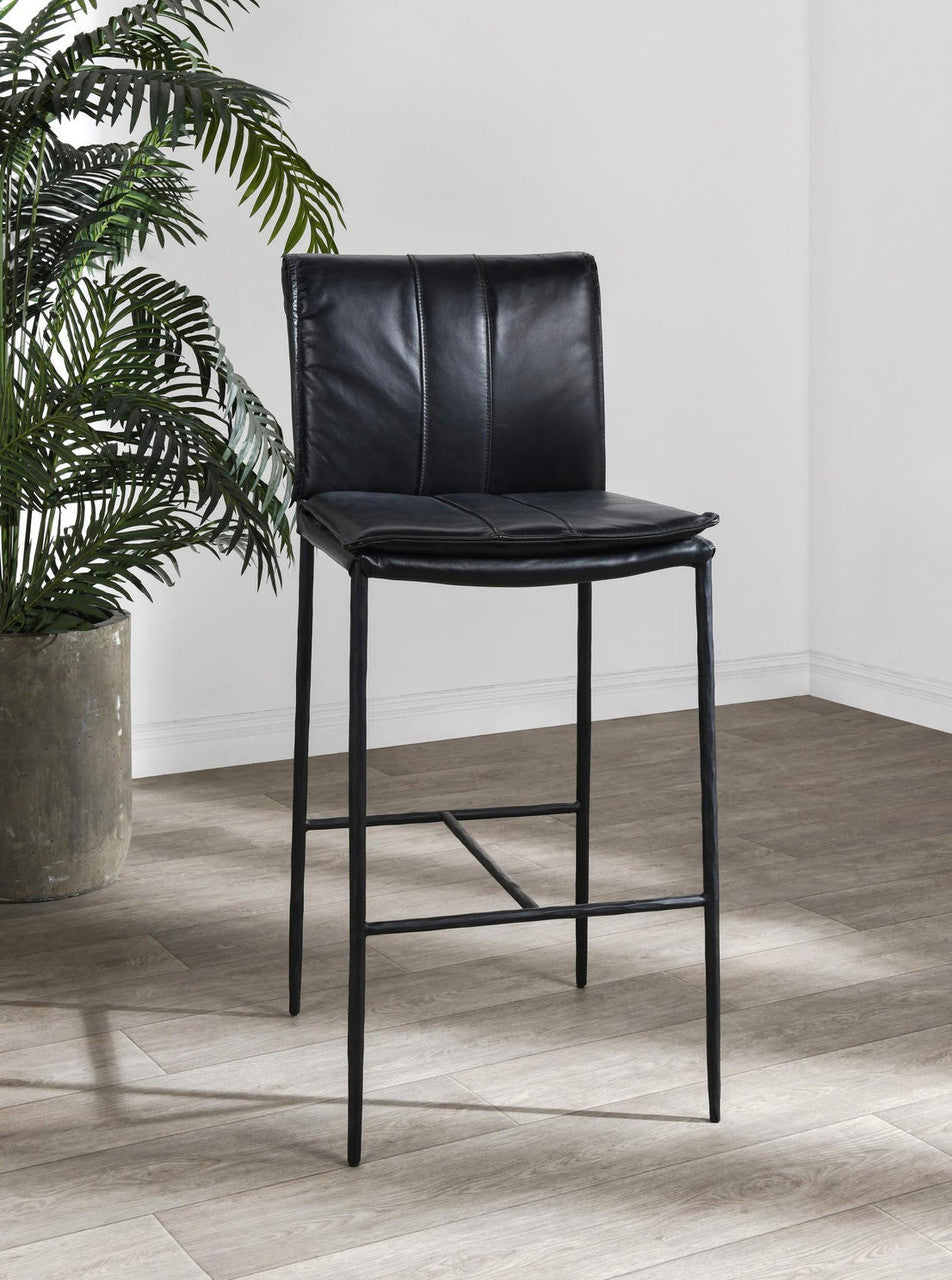 Mayer Leather Counter Stool - Jet Black