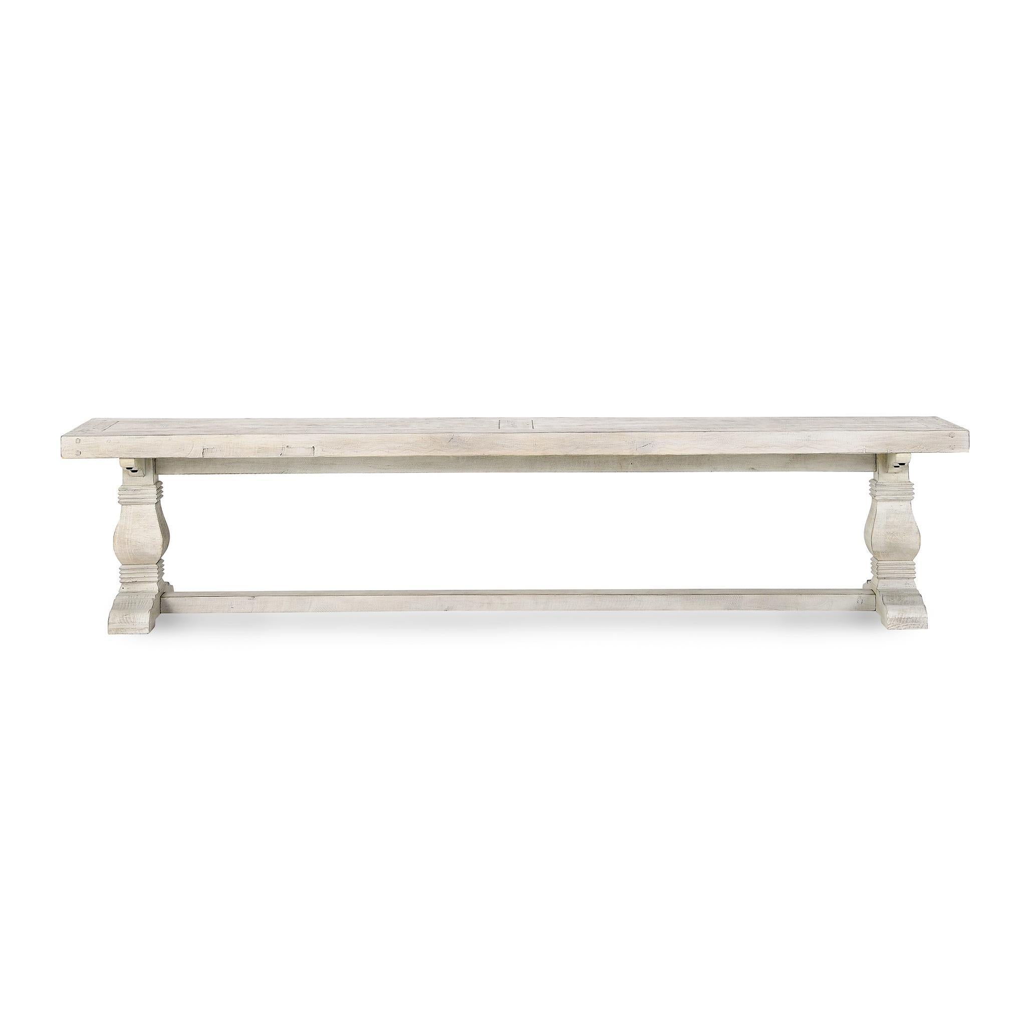 Caleb 83" Dining Bench Distressed Ivory