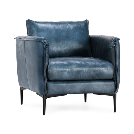 Abigail Leather Club Chair - Ocean Blue