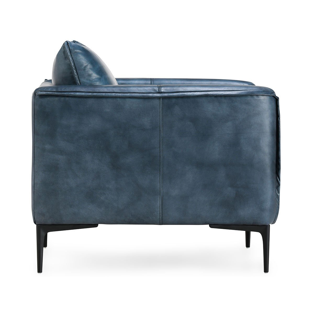 Abigail Leather Club Chair - Ocean Blue