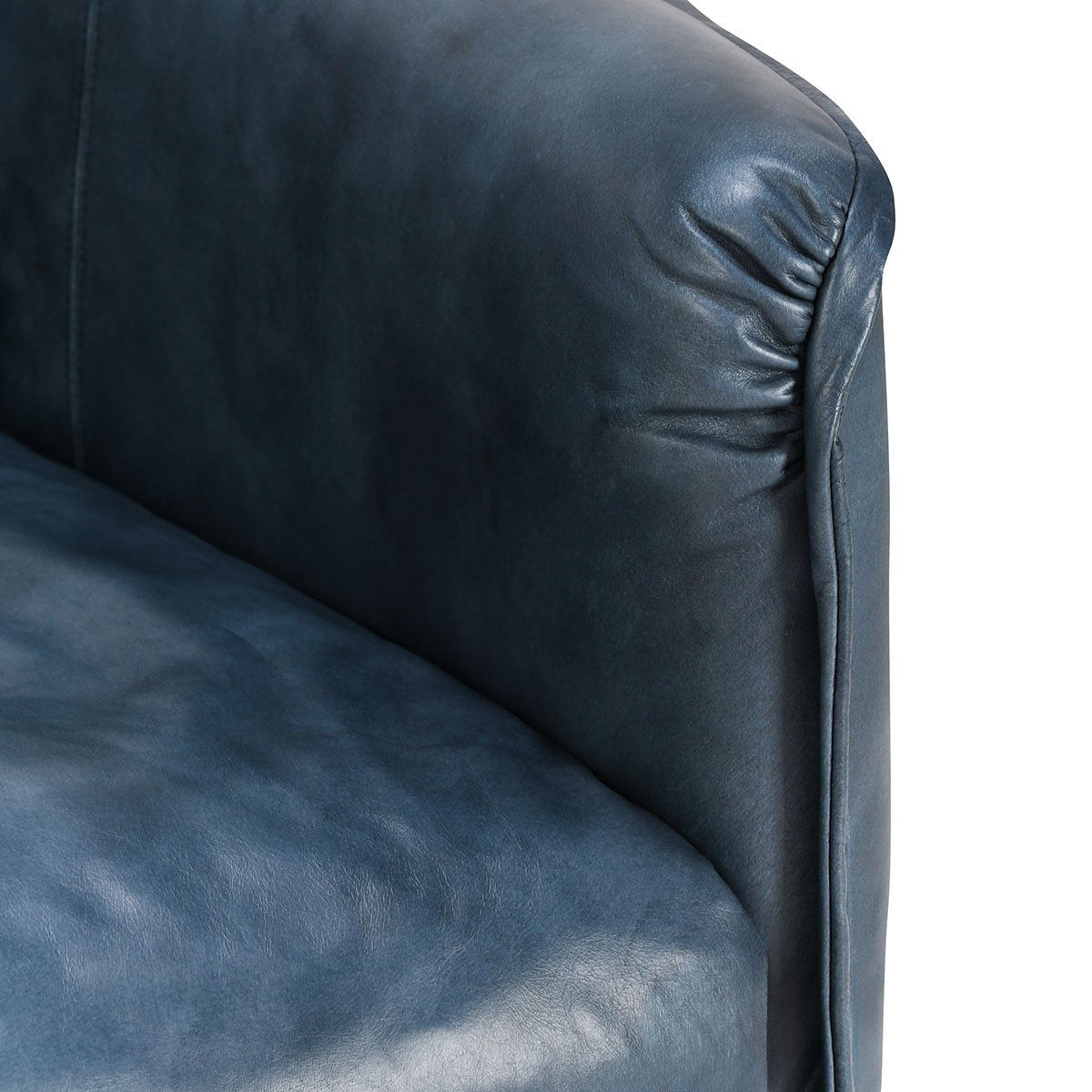 Abigail Leather Club Chair - Ocean Blue