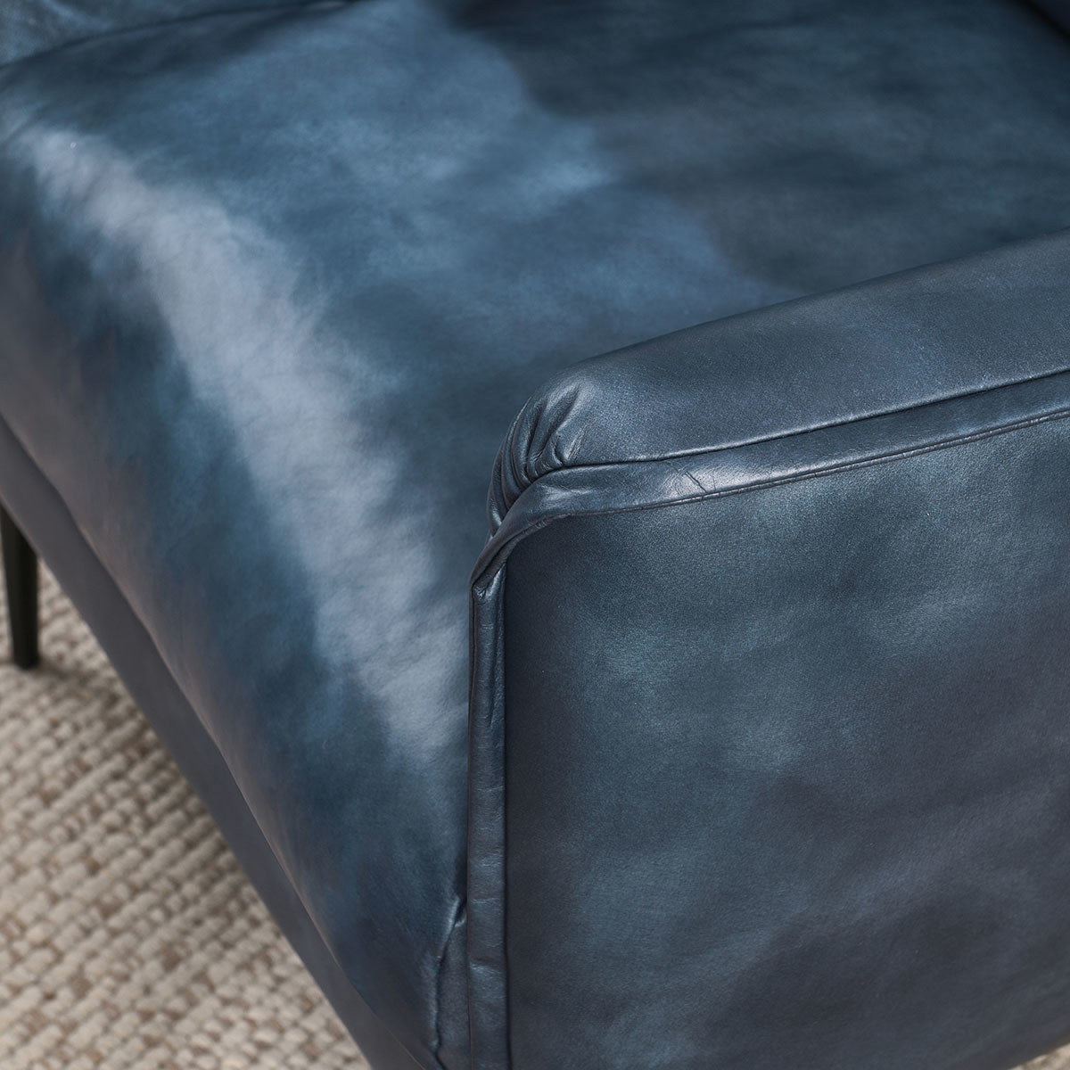 Abigail Leather Club Chair - Ocean Blue