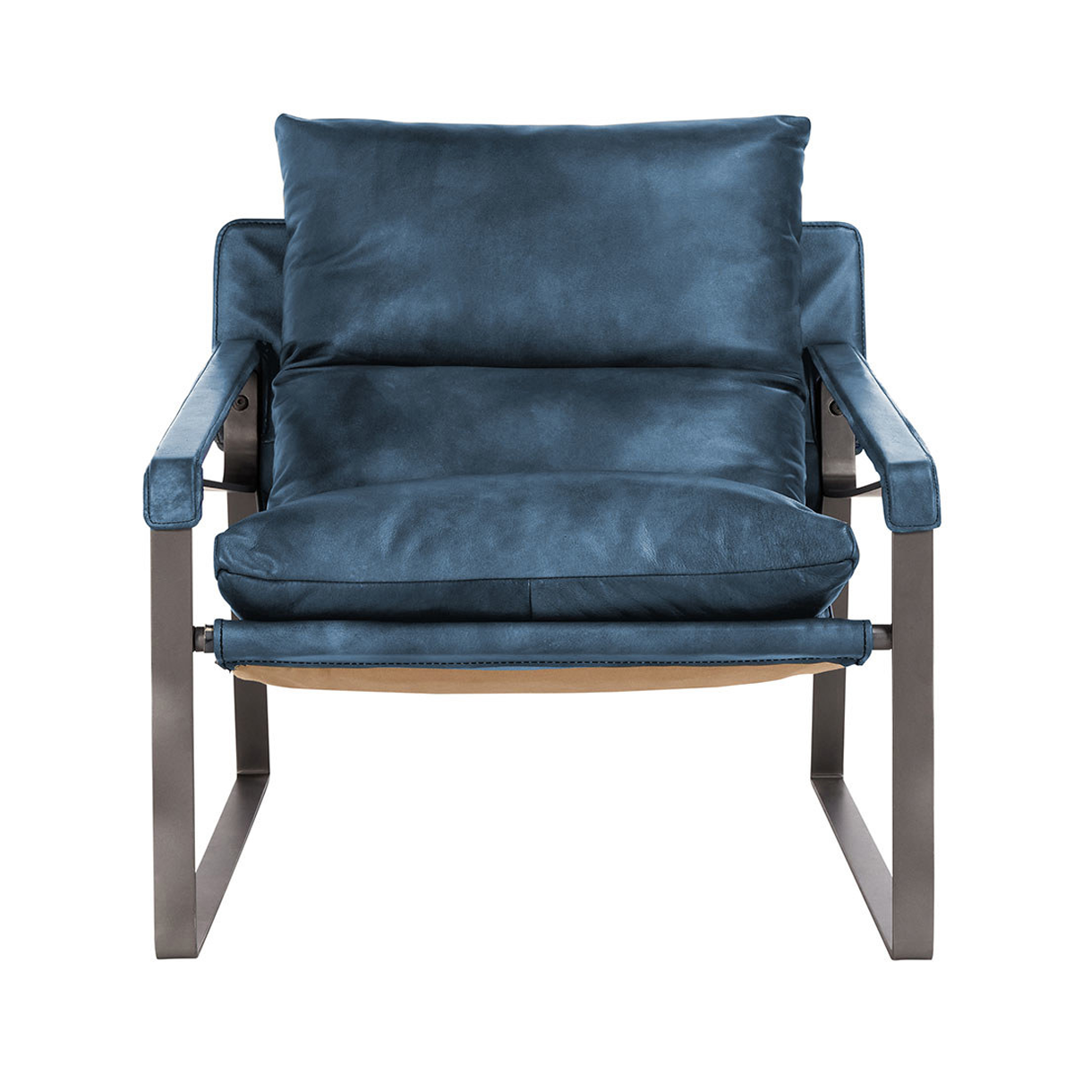 Morgan Leather Accent Chair - Ocean Blue