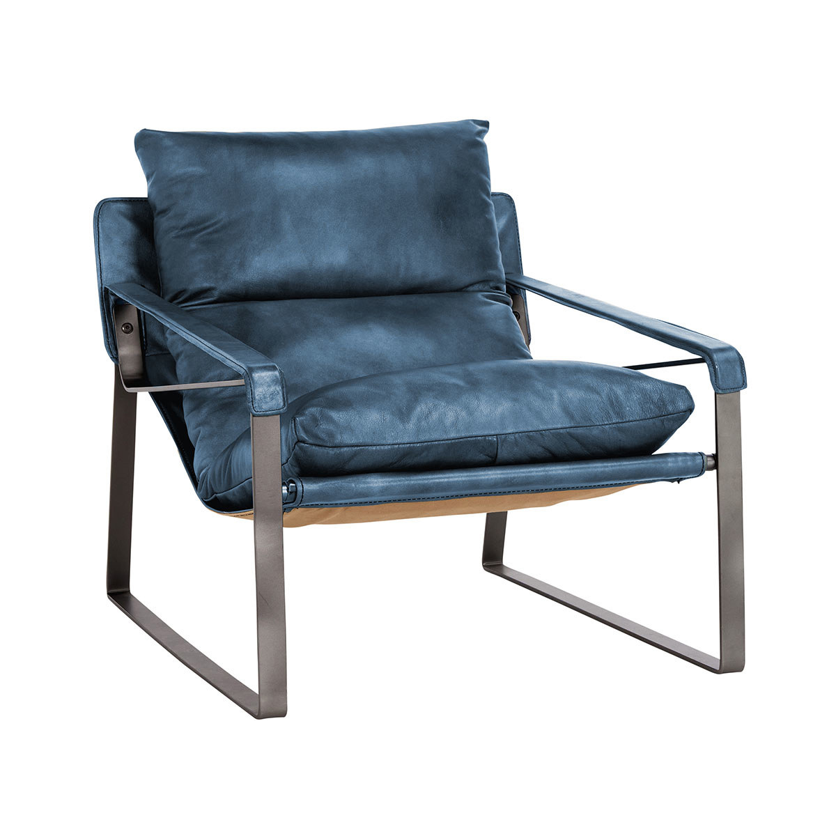Morgan Leather Accent Chair - Ocean Blue