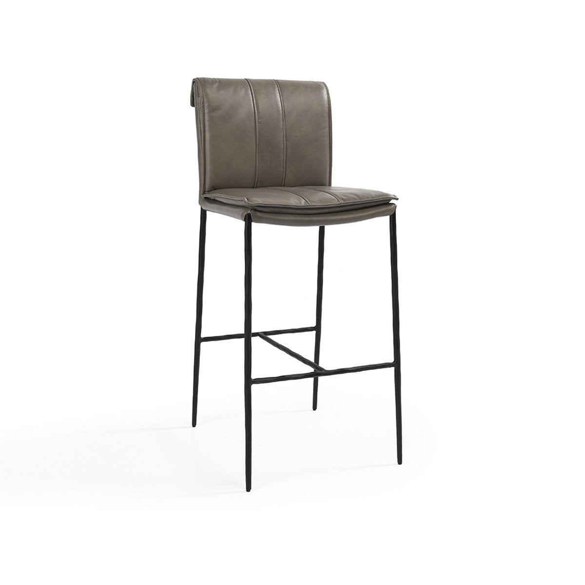 Mayer Leather Bar Stool - Pewter Gray