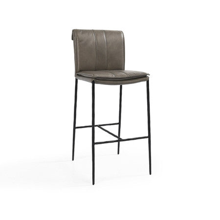 Mayer Leather Bar Stool - Pewter Gray