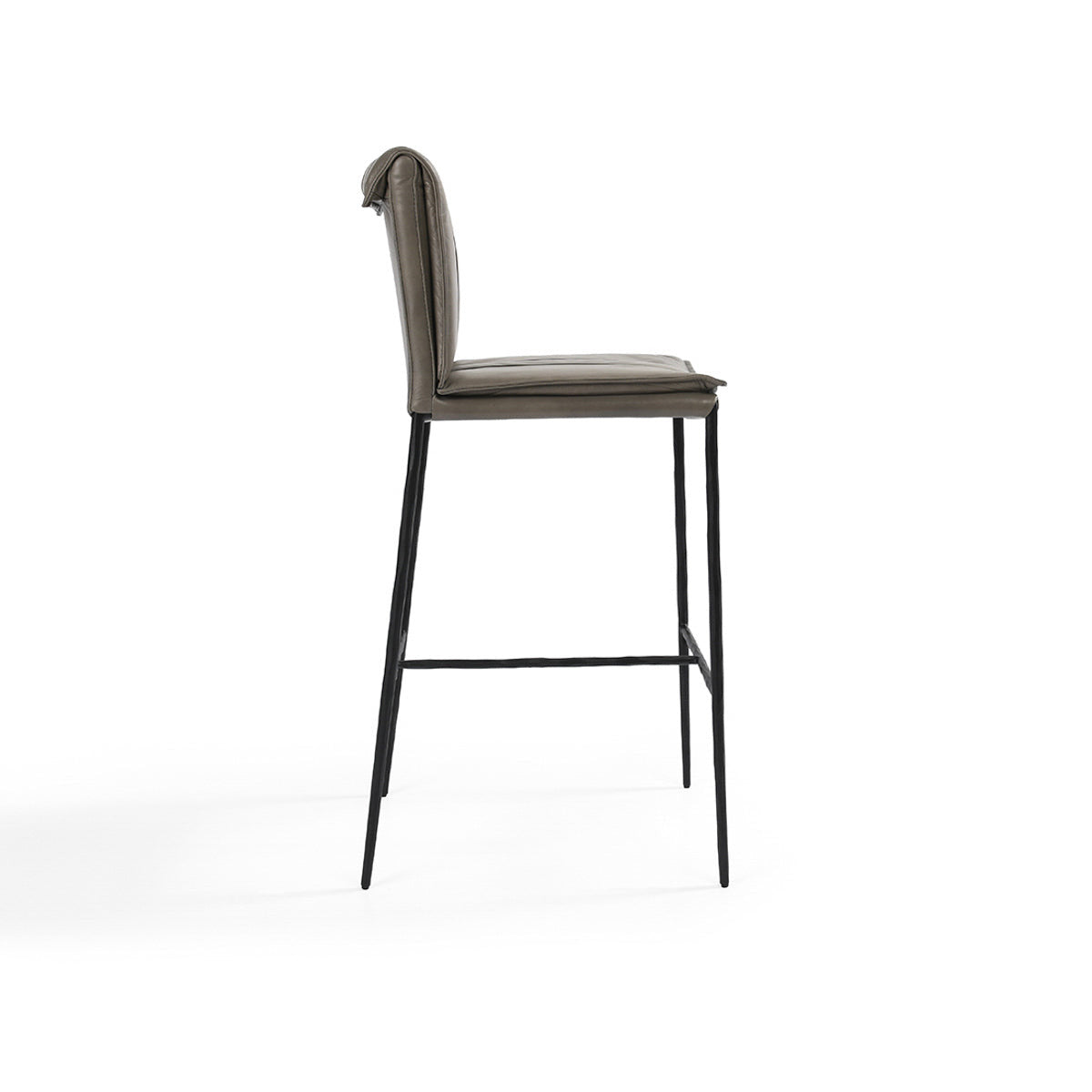 Mayer Leather Bar Stool - Pewter Gray